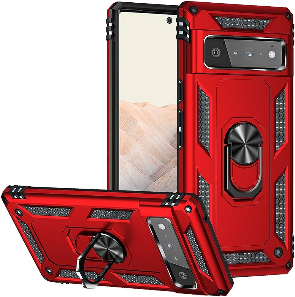 Google Pixel 6 Luxury ShockProof Armor Case With Car Ring Stand Cover