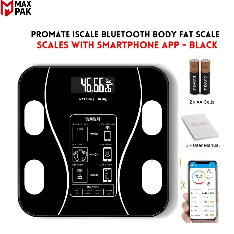 Upto 180kg Bluetooth Weight Machine With App - Smart Digital Body Weight Scale With Bluetooth Weighing Scale App & LED Digital Display - Accurate Body Fat & BMI Measurement Through App - Weighing Machine & Weighing Scale For Household Use