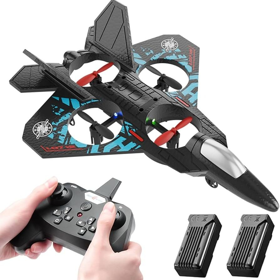 Remote Control Fighter Jet Airplane – 2.4G RC Foam Stunt Plane with LED Light, Durable Flying Toy Drone for Kids’ Entertainment
