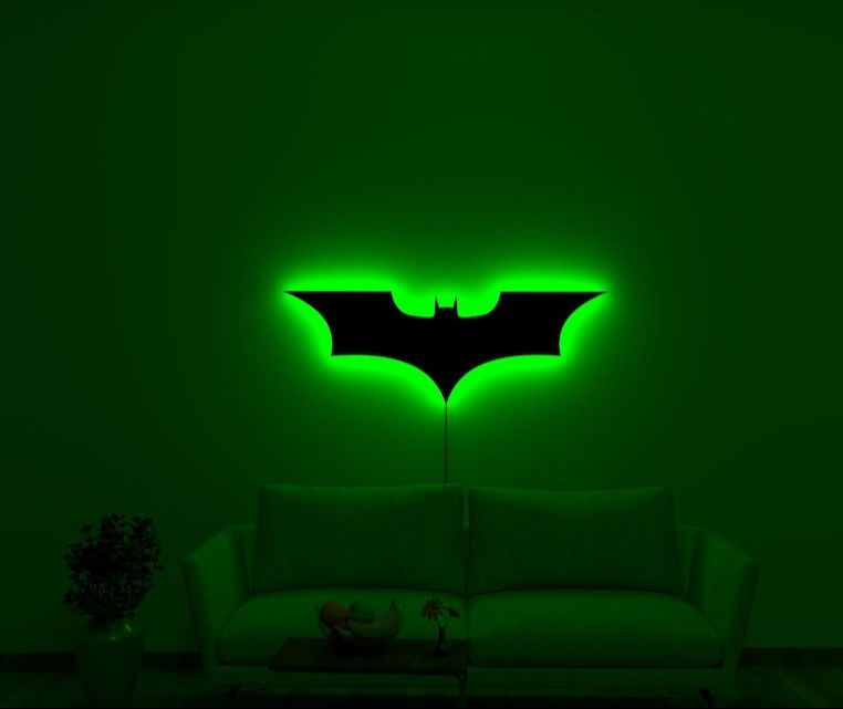 BATMAN SHAPE LED WALL LED LAMP WOODEN THICKNESS 9MM ||  GAMING ROOM DECOR WALL LED LAMP