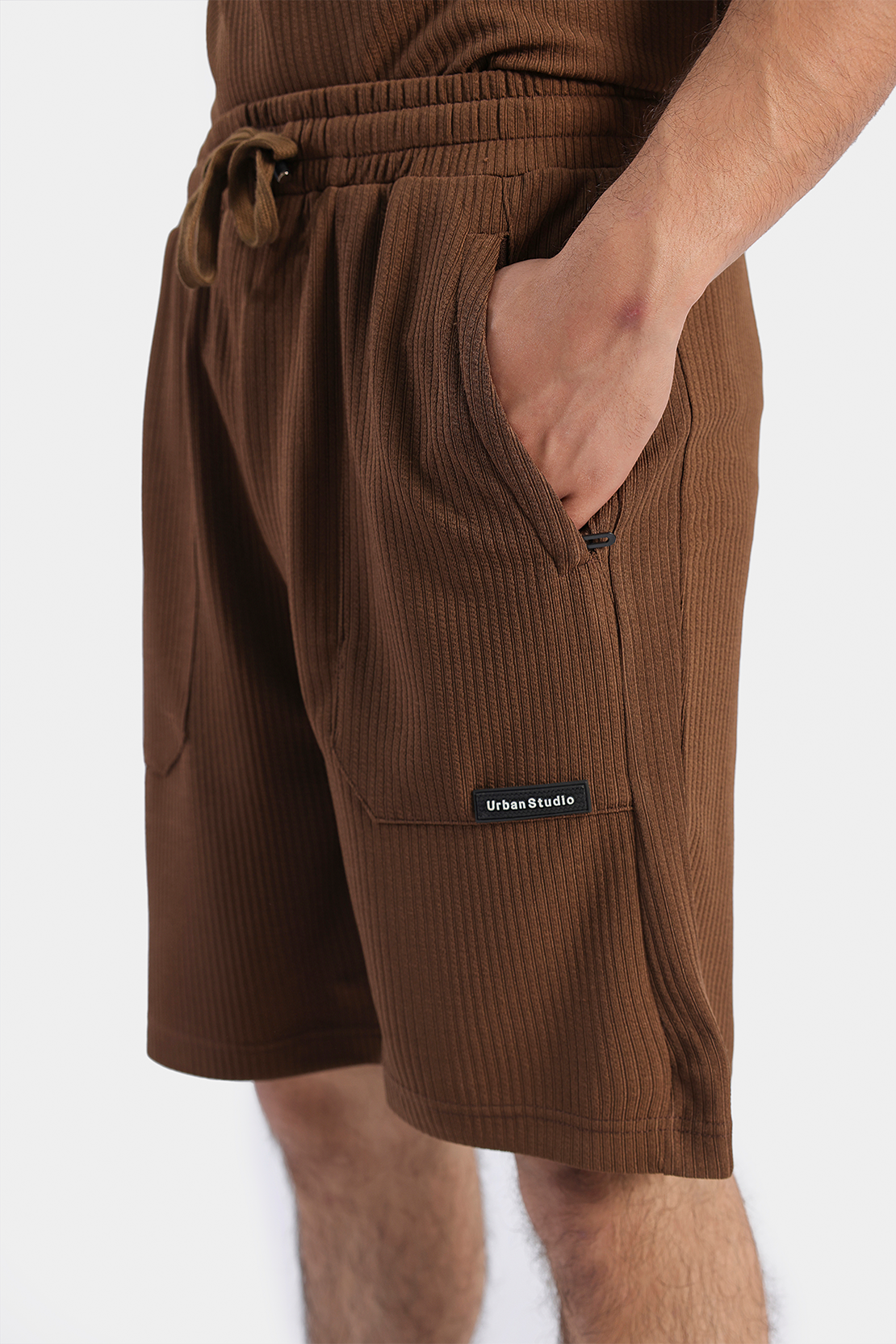 Ismails Clothing Men - MEN COORD SET RIBBED SHORTS