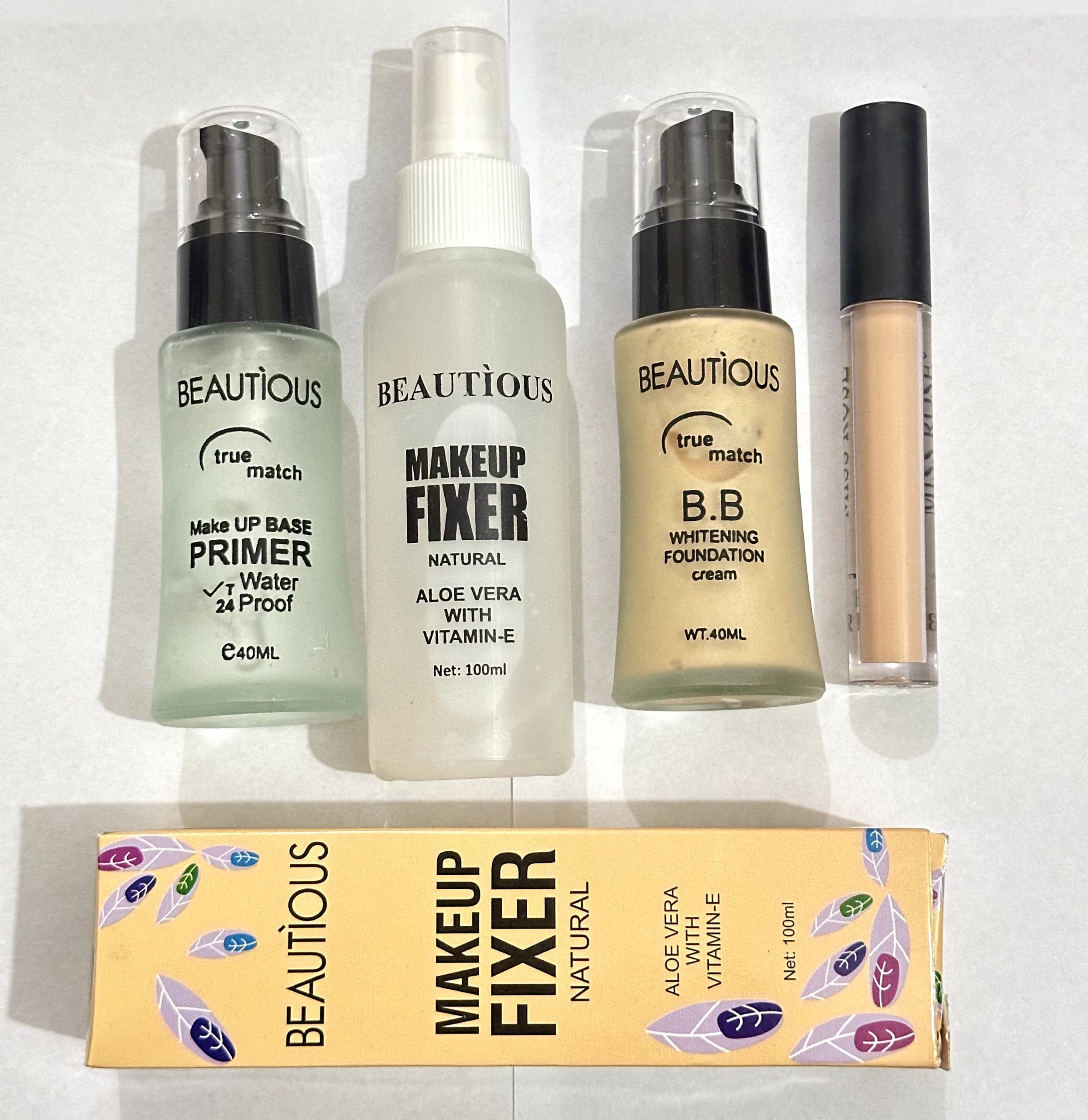 Beautious Deal of 04 Makeup Fixer + Makeup Base Primer + Foundation + Waterproof Concealer