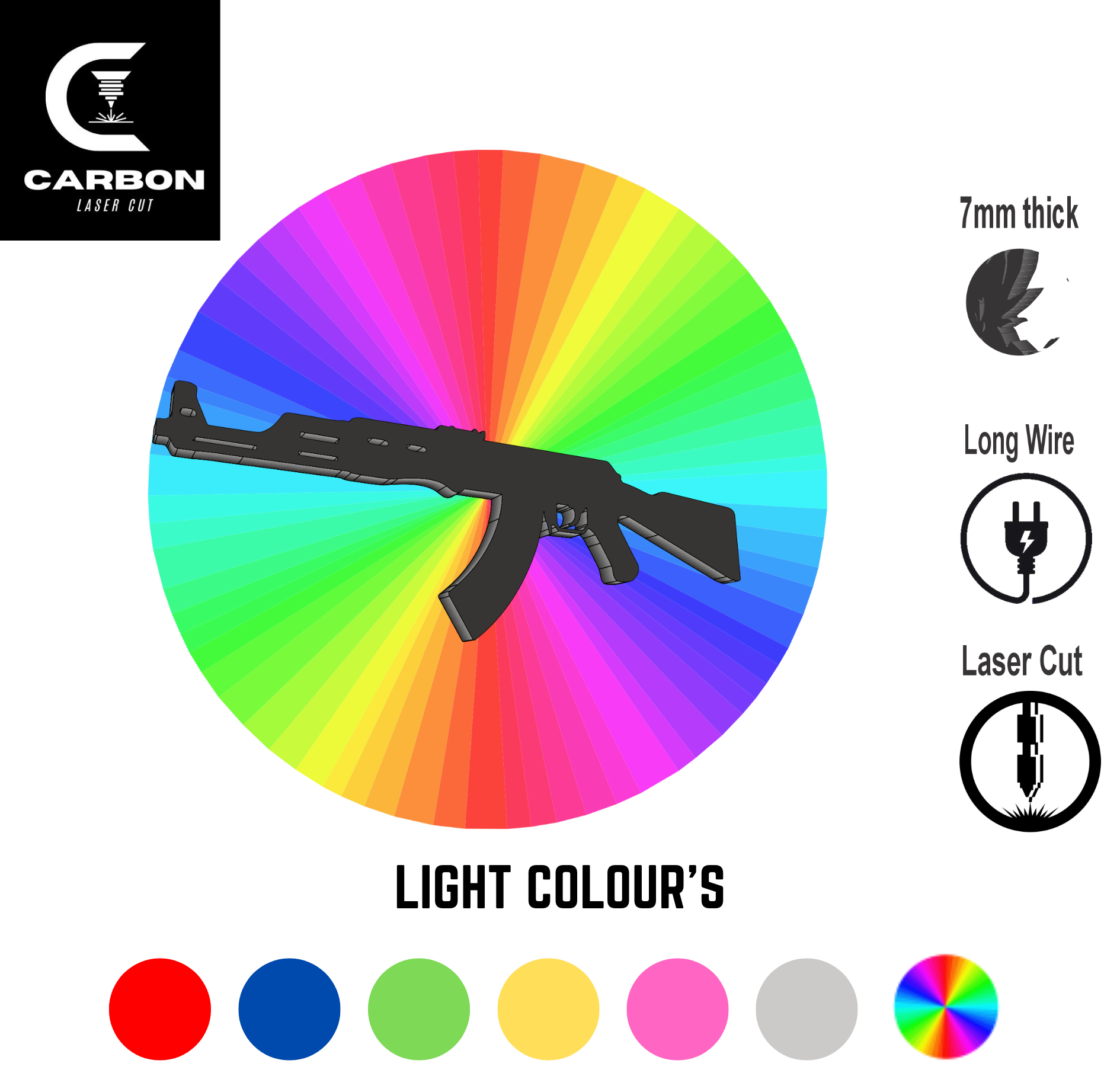 AK-47 Shaped LED Wall Light with Multicolor Options and Plug-in Design for Gaming Room Decor