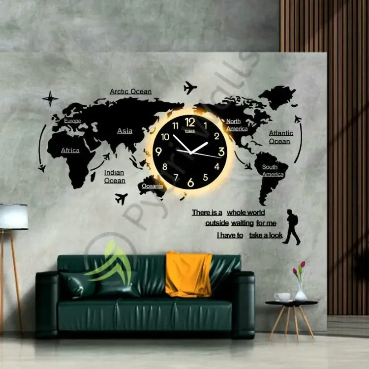 Simply Decorative Wooden Wall Clock Decore For Room Decoration Items 3d Quartz Watch Laser Cut Decor Art Design Decoration For Home Decor Living  Bed Room And Offices And For Gifts Piece Item
