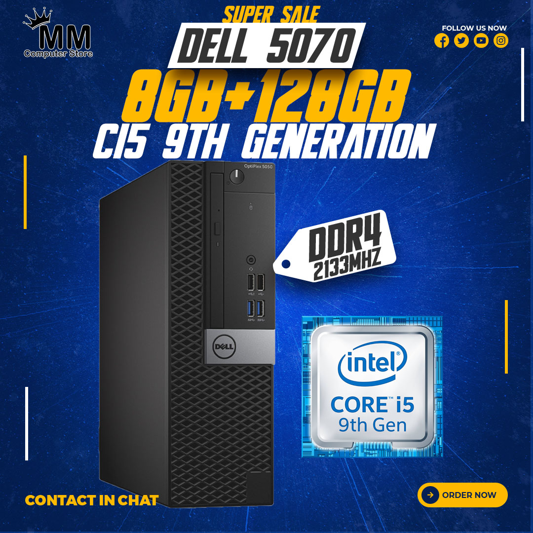 Dell OptiPlex 5070 i5 9th Gen (9400) DDR4 8GB RAM 128GB M.2 NVME SSD + 500GB/ 1000 HDD( HDD Optional) Windows 10 Ready Desktop Computer