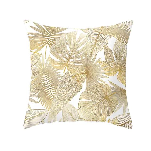 Gold Plant Printed Polyester Pillow Case Cover Sofa Cushion Home 最大88％オフ！