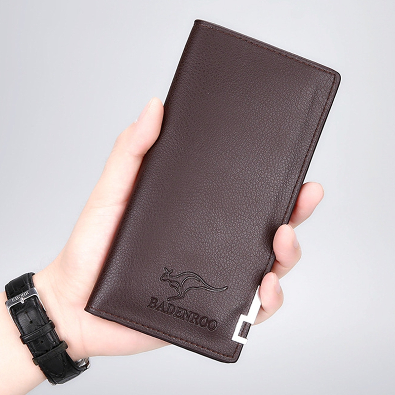 Durable PU Leather Slim Long Business Clutch Wallet for Men - Multi-Card Holder with Coin Pocket