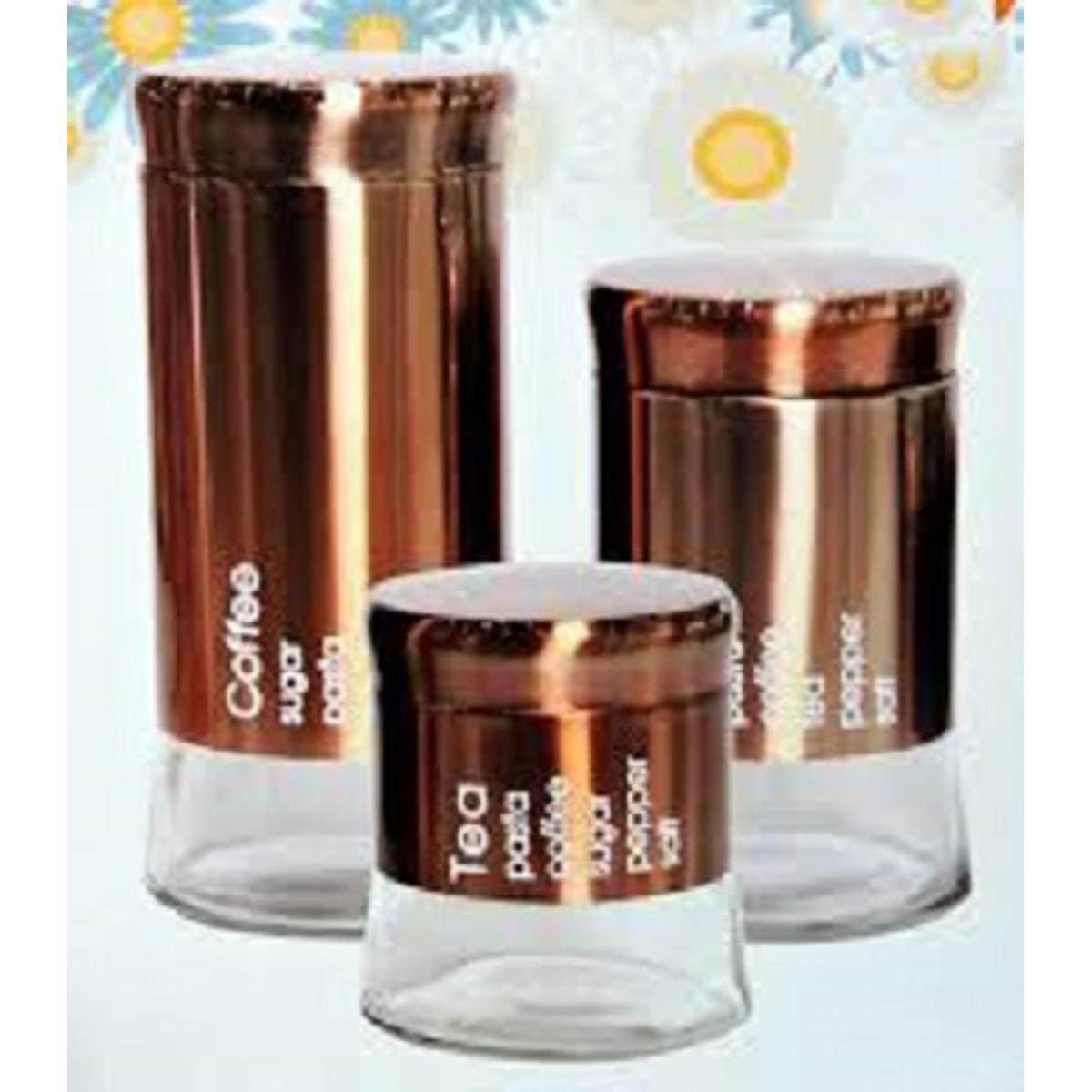 Sugar, Tea, and Coffee Round Glass Jar Container with Steel Plated