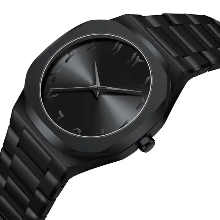 Black Arabic Aura Watch For Men – Elegant Design, Arabic Numerals, Premium Quartz Movement ✅