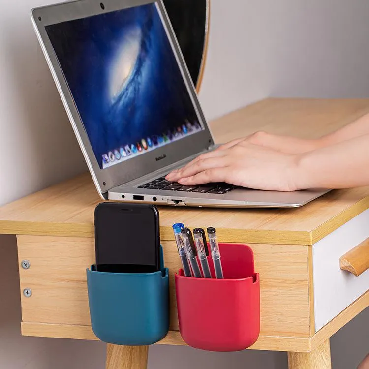Wall Mounted Stand for Mobile || Remote || Many Other Things || With Double Tape - Mobile Phone Holder Multifunction Wall Mounted Storage Box Charger Hook Cable Charging Dock