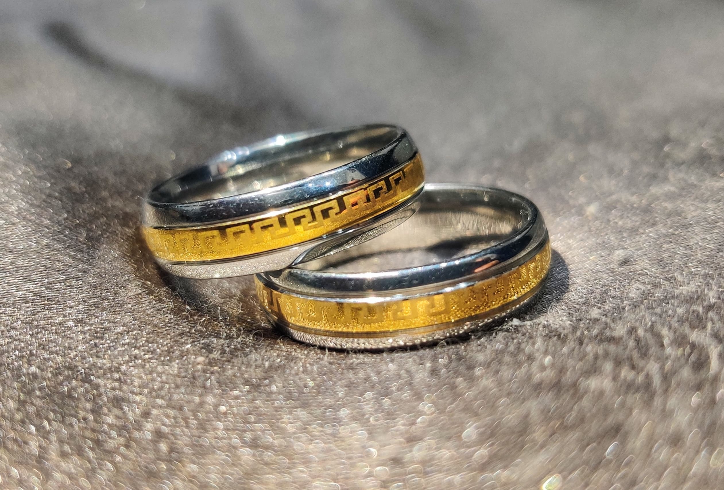 Two-Tone Silver Golden Ring - Stainless Steel Hot sale Ring - Greek Design For Men & Women.