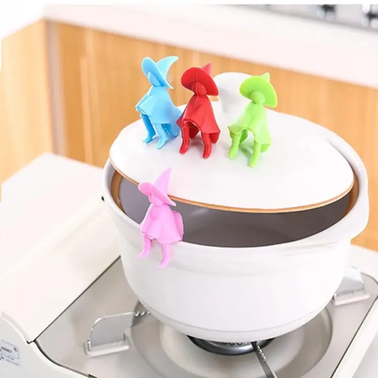 Kitchen Pot Lid Holder Silicone Funny Man Cooking No Boil Over Tool Overflow
