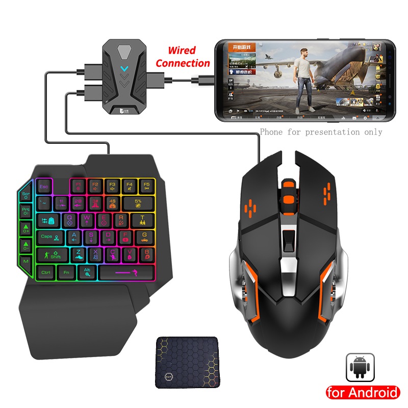 5 In 1 Combo Gaming Keyboard And Mouse Wireless Bluetooth For PC/Smartphone PUBG Mobile Game Accessories