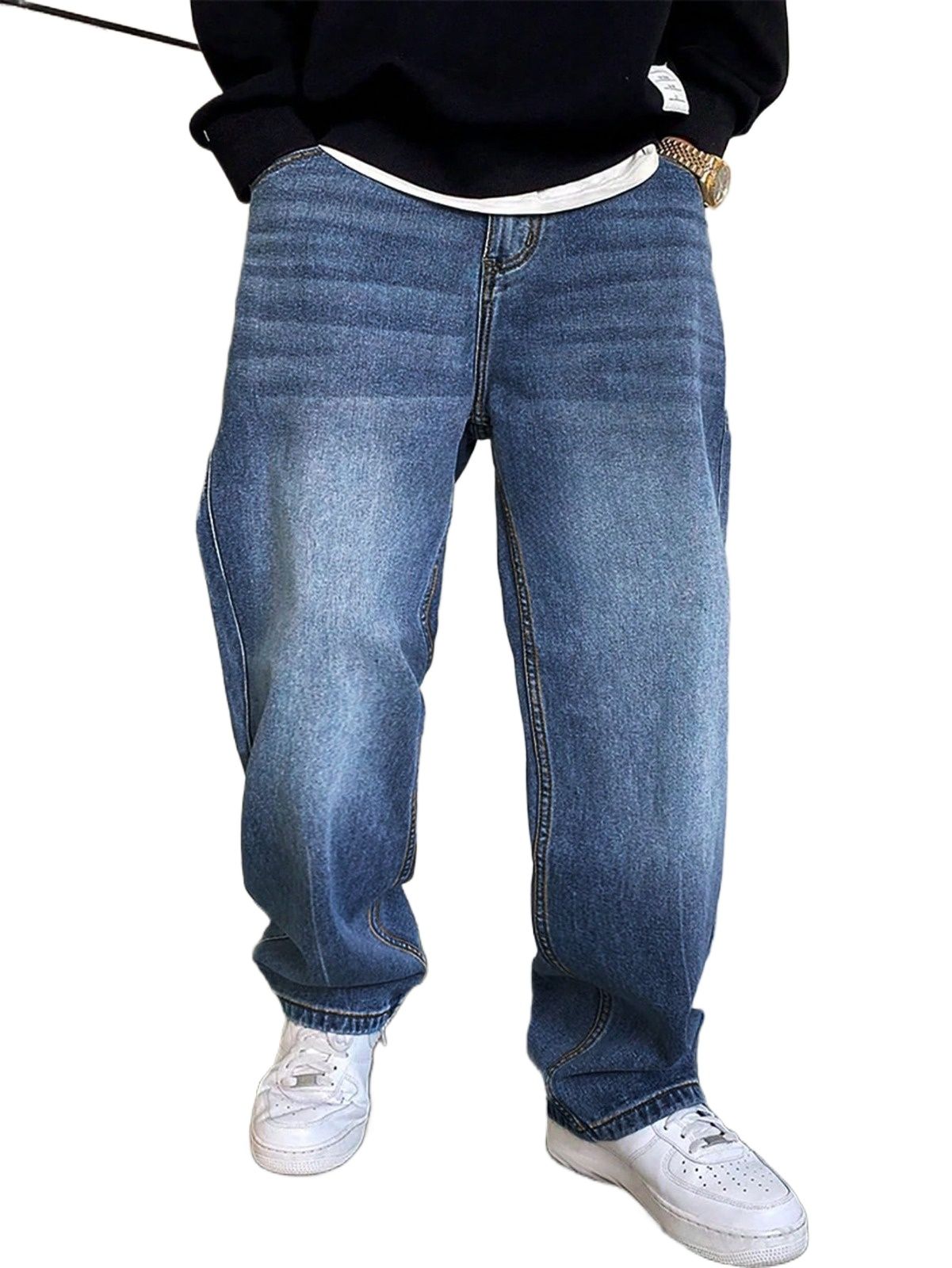 Wide Leg Baggy Relaxed Straight Loose Bottom denim jeans pants for Men