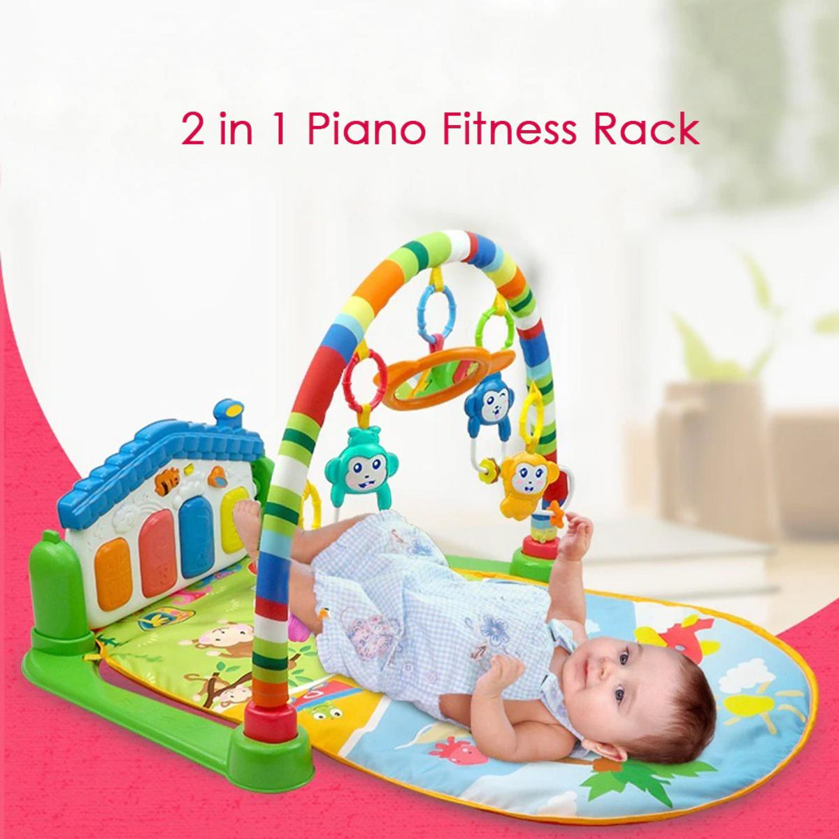 Huanger - 3 In 1 Newborn Baby Play Gym Piano Fitness Rack - Activity Mat