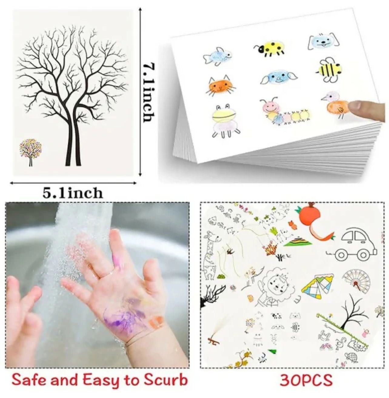 Handmade Art Kit Drawing Card Kids Painting DIY Crafts Finger Paint Paper Washable Toddler Painting Set for kids