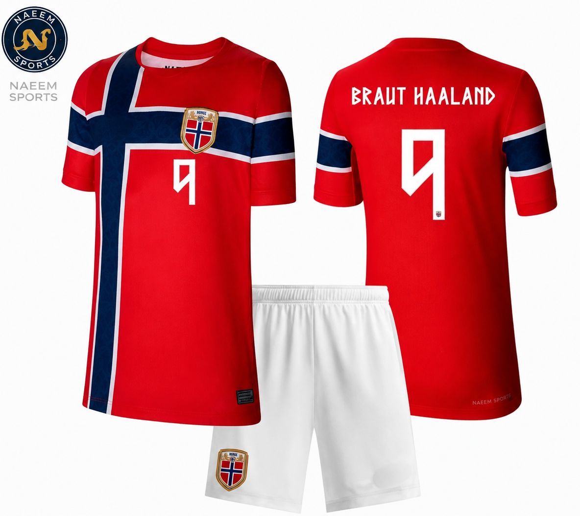 Norway World Cup 2026 Home Kids Football Kit (No Socks) – BRAUT HAALAND 9