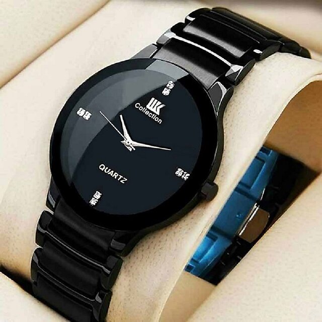 MK collection black round shape stainless steel male qartz watch
