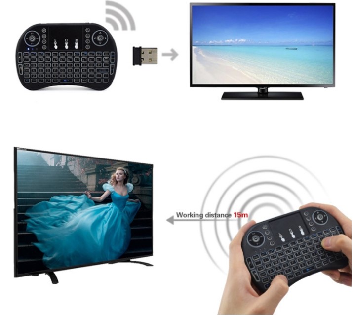Mini Keyboard i8 with Backlight 2.4GHz Wireless Keyboard Air Mouse Touchpad for Android, pc, tv, box multipurpose