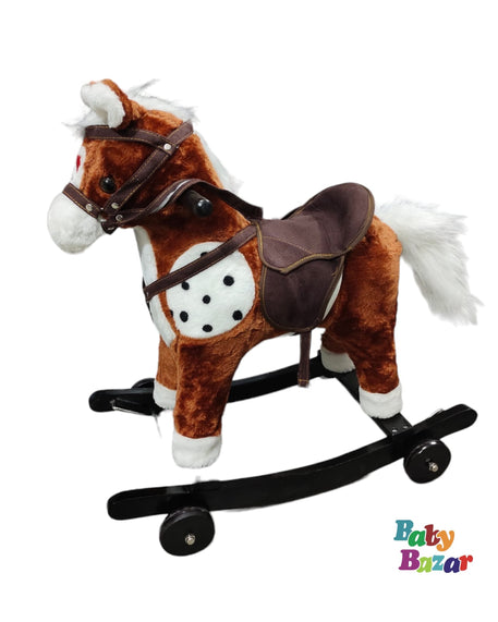 Small size rocking wooden horse ride on toys colorful moving mouth