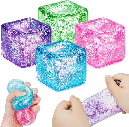1pc Glitter/Plain/Marble Ice Cube Stress Cube Squishy Stress Balls for Adults Kids Fidget Toy for Your Best Mellow and Chill