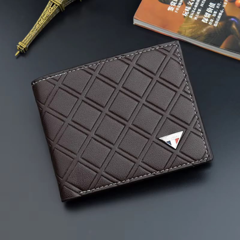Men’s Premium Check Pattern Leather Wallet – Stylish Bifold Design | Available in Black, Brown & Chocolate