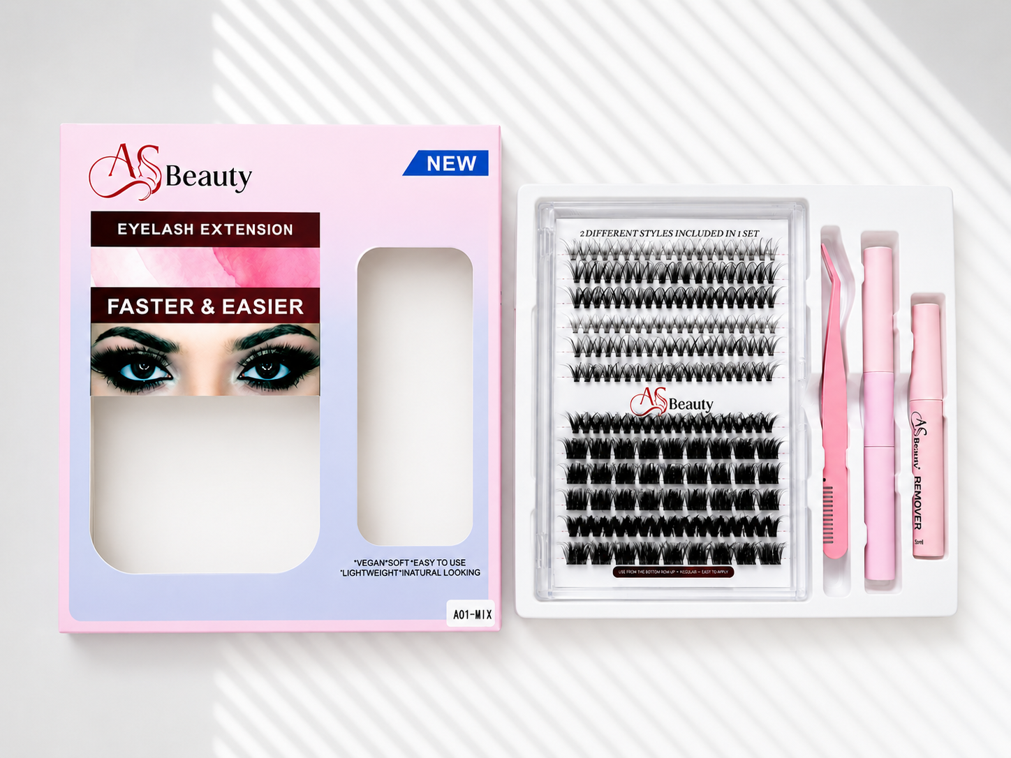 DIY Eyelash Extension Kit | Lash Cluster Kit with Waterproof Strong Hold Bond & Seal, Remover and Tweezers (200 Clusters)
