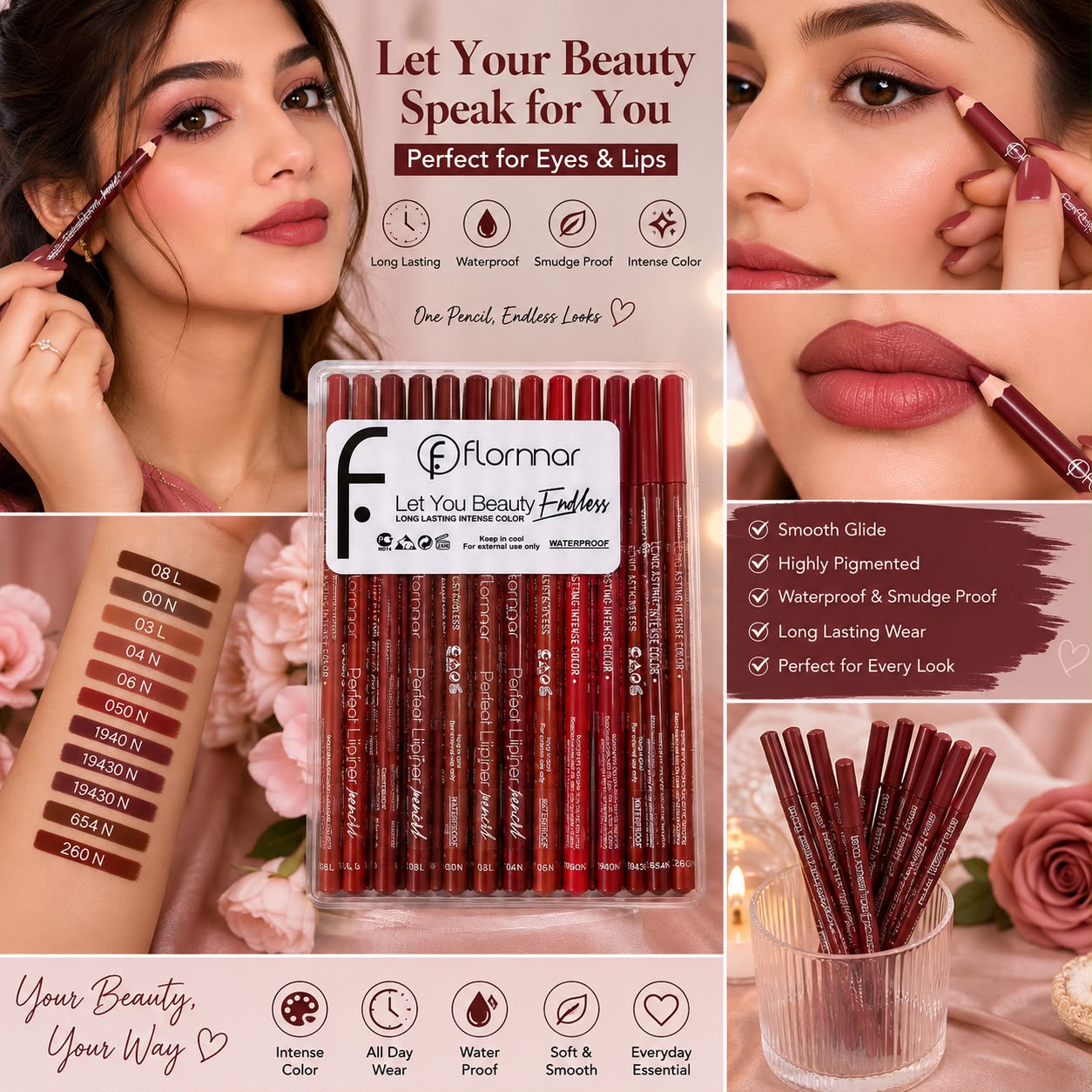 Long Lasting Lip Liner Pencil for Women Waterproof Intense Color Lipliner, Smooth & Precise Lip Contour Makeup Pencils