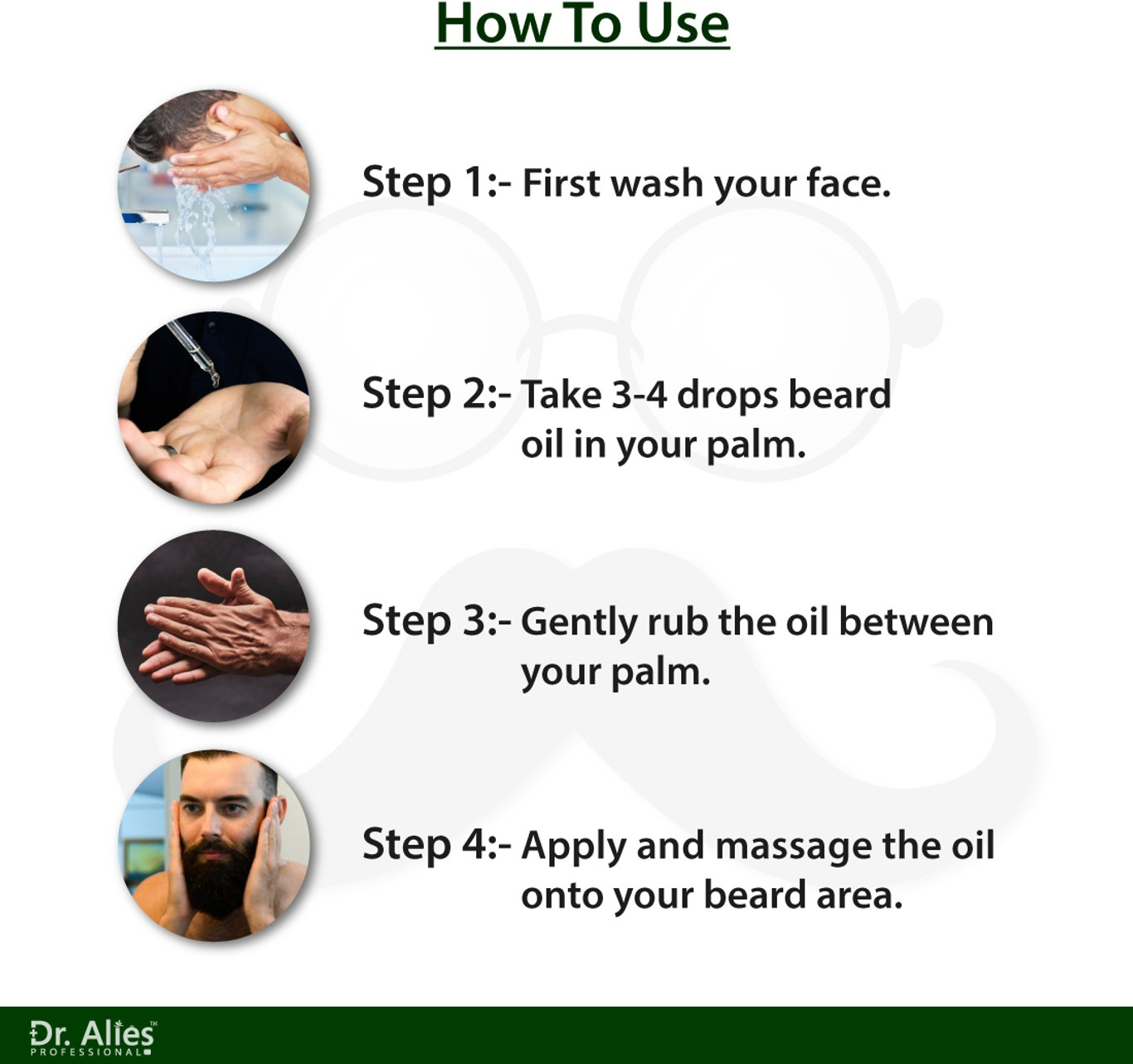 Dr. Alies Professional Beard Growth Oil for Men | Natural Beard Growth Serum with Rosemary, Castor & Herbal Oils | Helps Fill Patchy Beard, Strengthens Hair Roots, Softens & Conditions Beard | Promotes Thicker, Fuller, Healthier Beard Growth