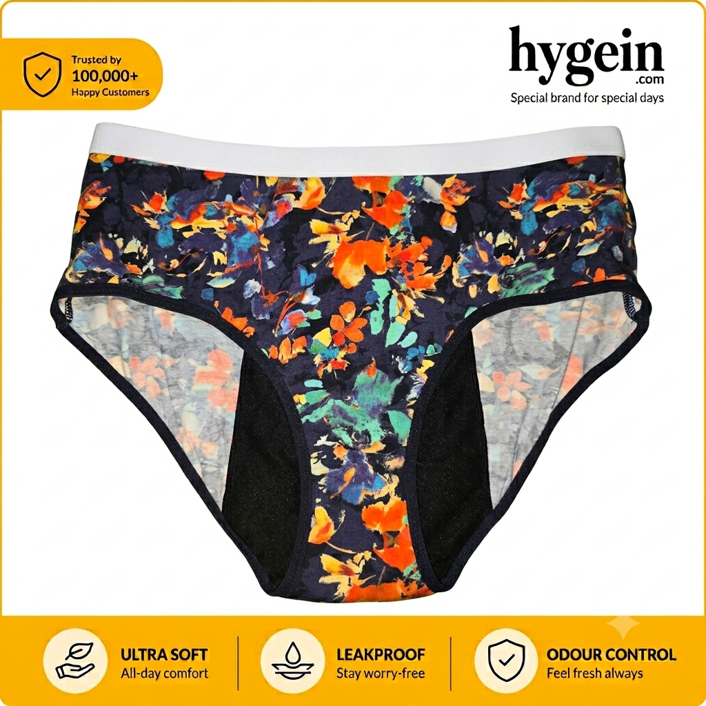 Hygein High Waist Reusable Period Underwear Brief Panties 4 Layers Leak Proof Highly Absorbency