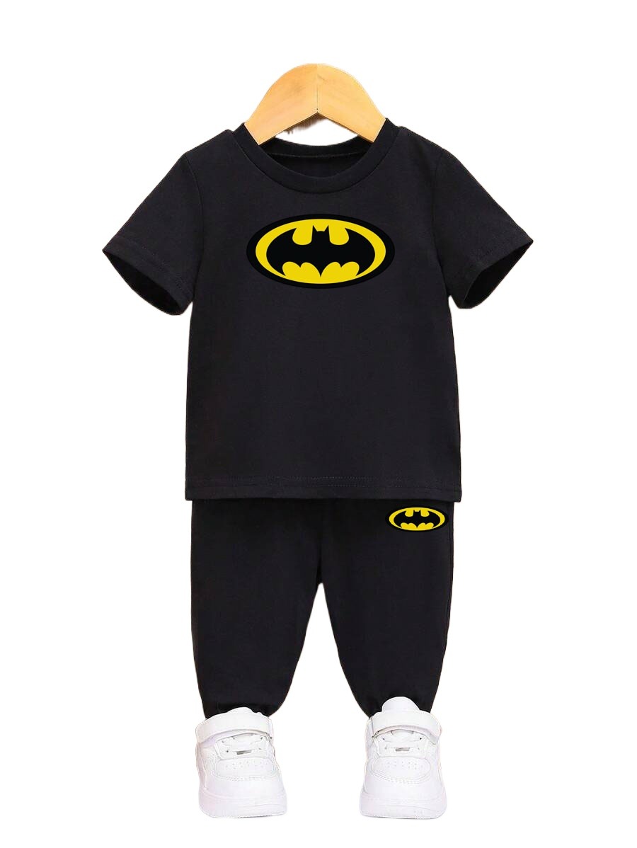 Real Boss By Rich Man 2pcs Boys Color Block Bad man Round Neck T-shirt & Pants Kids Summer Clothes Sets - Tshirts For Boys / Tshirts For Girls