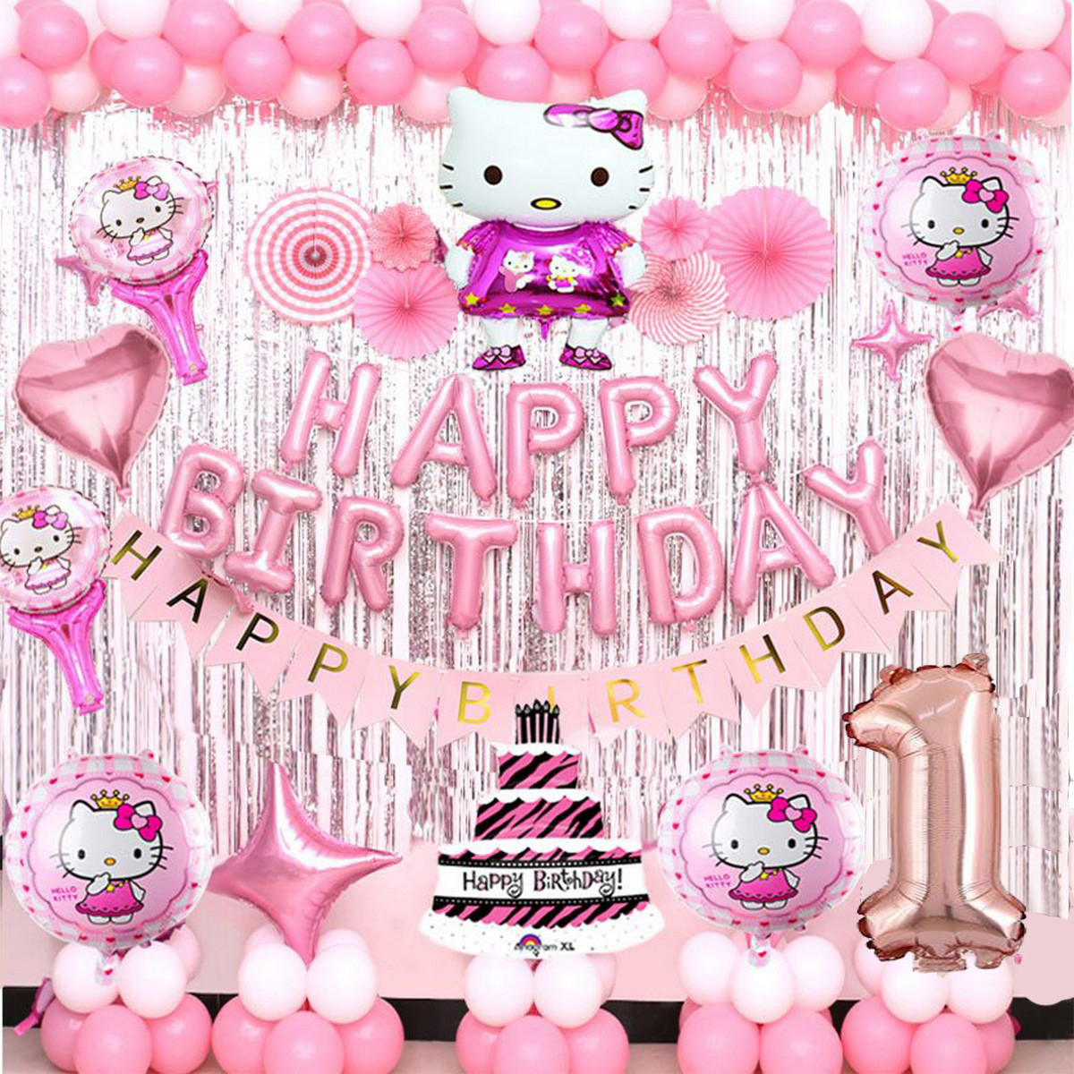 Hello kitty Happy Birthday theme birthday accessories Happy Birthday decoration Happy Birthday