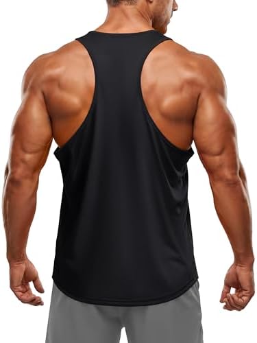 HUGE Pro Breeze Men's Gym Tank Top | Y-Back Quick Dry Performance Vest | UPF 50+ Sun Protection 4-Way Stretch Muscle Banyan | HUGE
