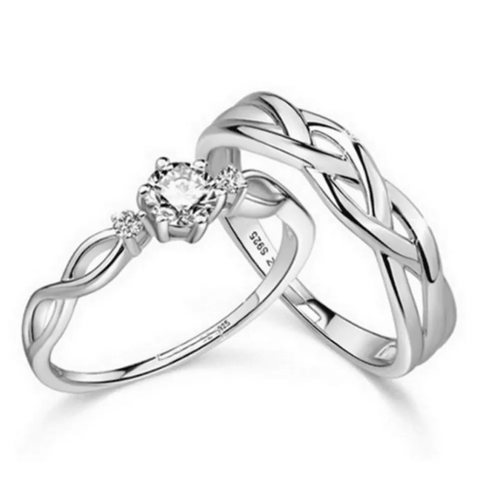 New Zircon Couple Ring For Women Men Fashion Flower Crown Proposal Promise Engagement Wedding jewelry