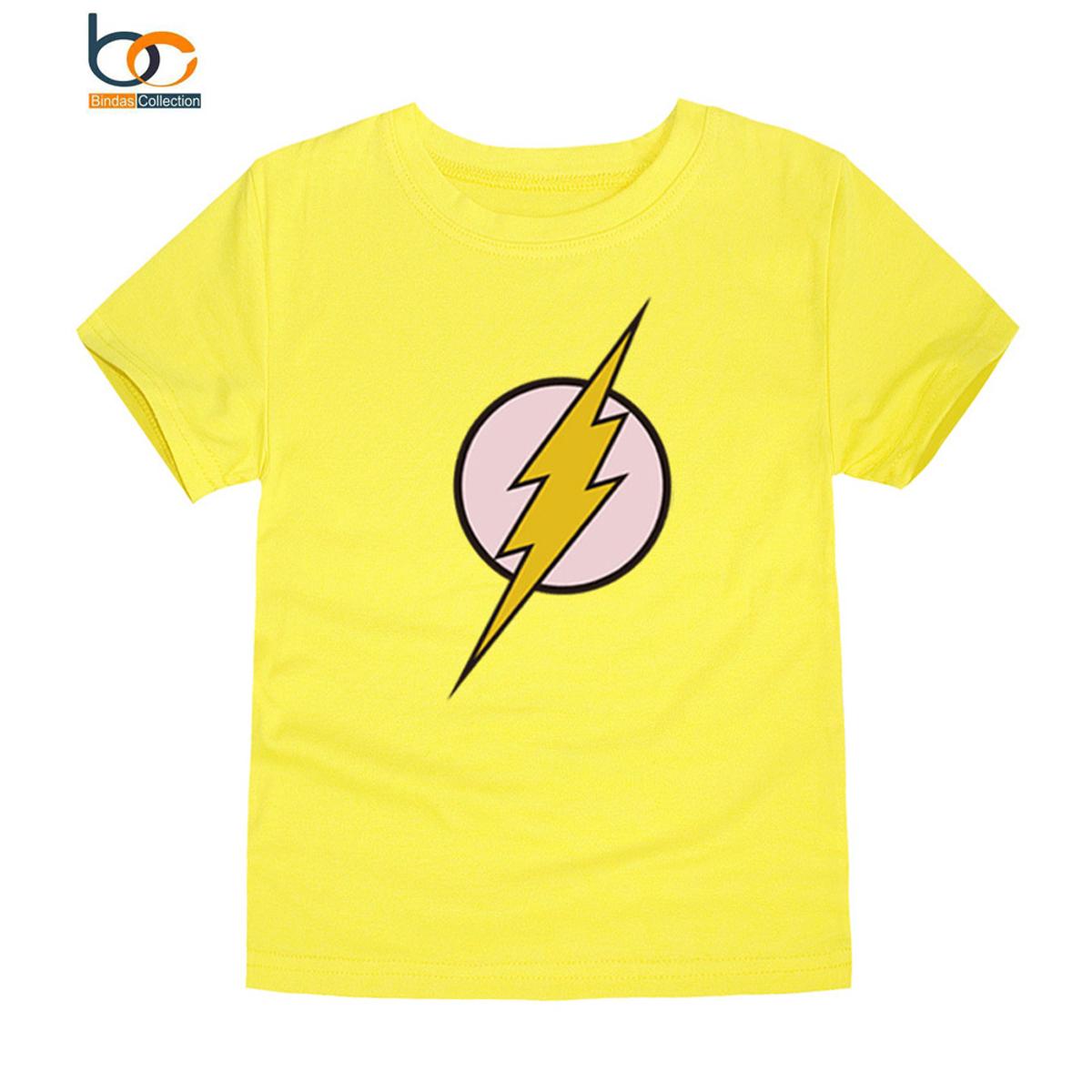 Bindas Collection 1 PC yellow Flash Printed T shirt For Kids Tshirt For Boys