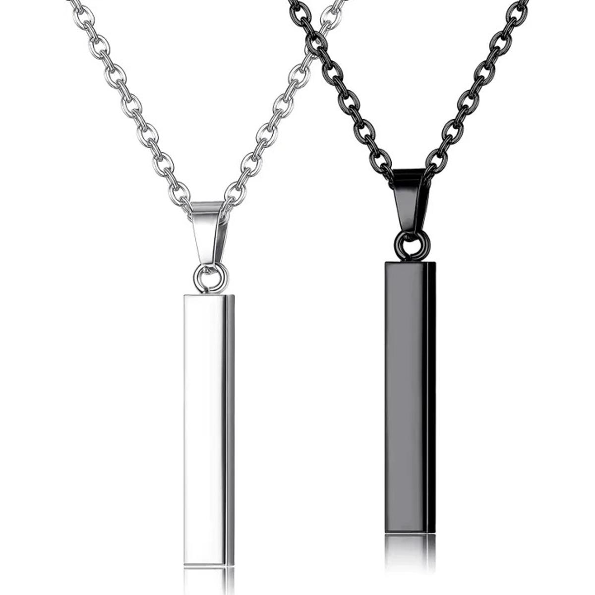Stunning Silver and Black Locket Pendant Chain Necklace Set for Men and Boys -Pack 02