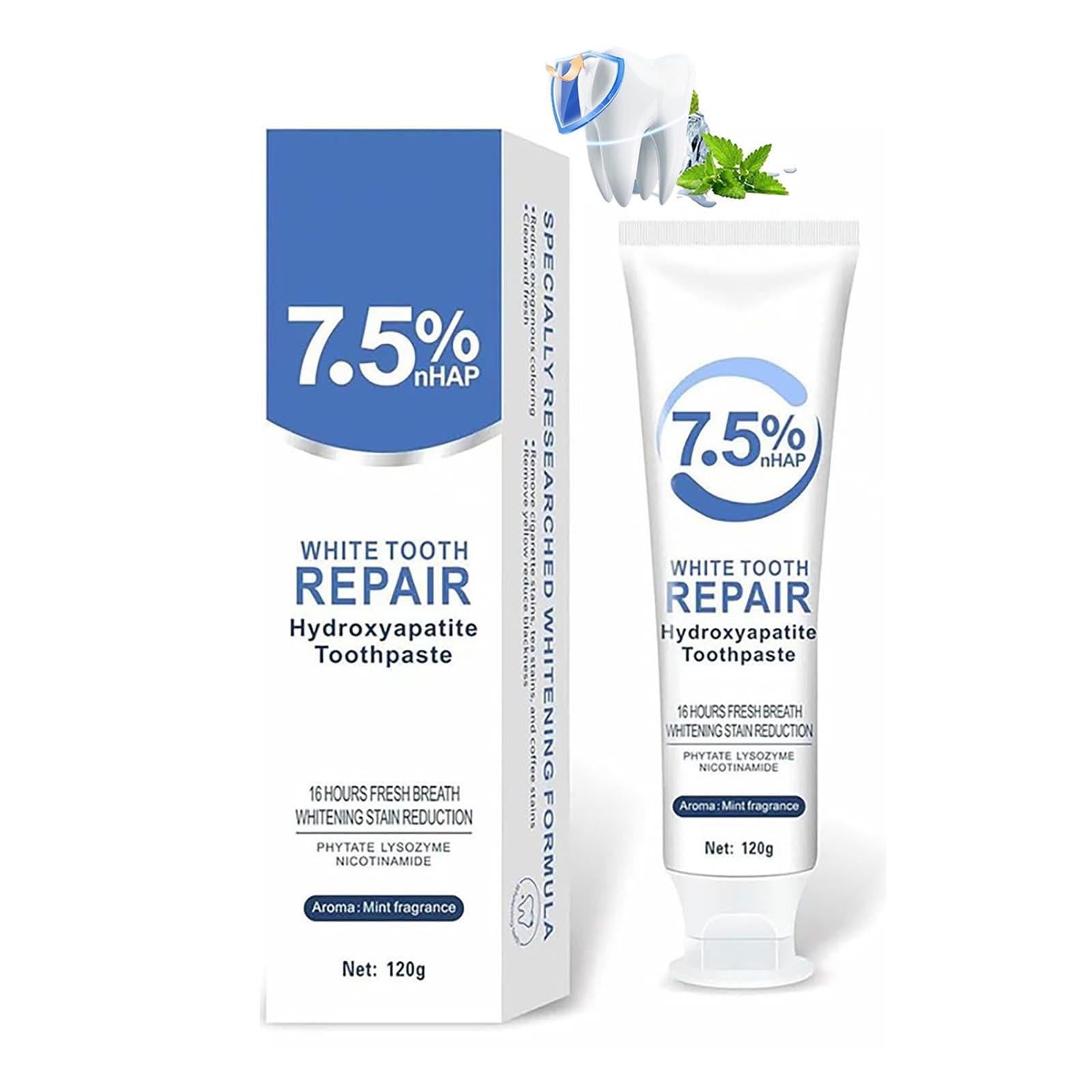 7.5% Hydroxyapatite Toothpaste 80g | Sensitive Teeth Toothpaste | Enamel Care & Fresh Mint | Daily Oral Care