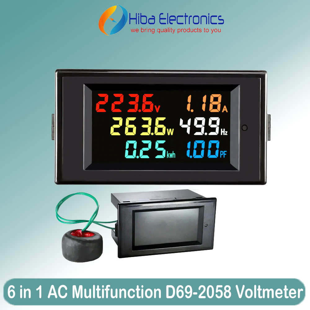 6 in 1 AC Multifunction D692058 Voltmeter Current Ammeter Power Factor
