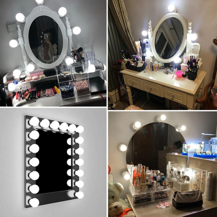 Vanity Mirror Lights LED Bulbs | Wireless & Battery-Powered Makeup Mirror Lights | 10 Bulbs with 3 Light Modes | Adjustable Brightness Vanity Mirror Light for Dressing Table