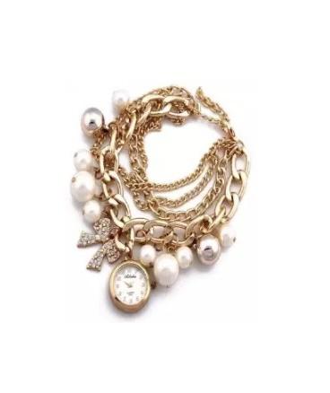 Gold Pearl Watch For Girls and Women | Stylish and New Design Girls Bracelet Watch | Watch for Girls, Women and Ladies | Best Watch For Girls
