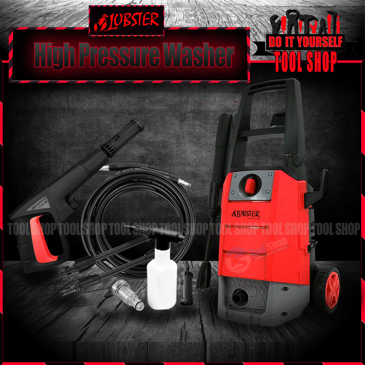 Lobster High Pressure Washer with 2 in 1 Guη Short + Long 1525W