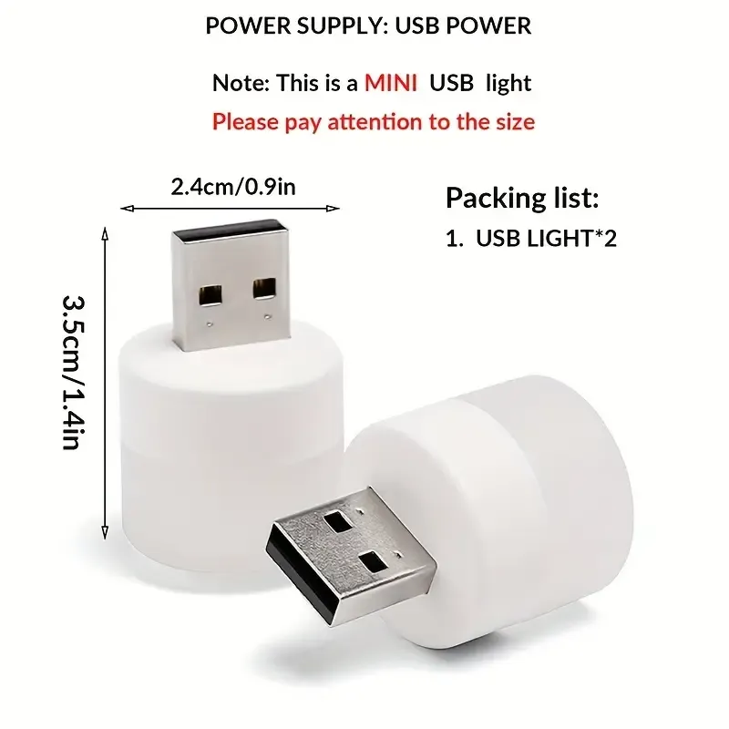 USB LED Night Bulb Light Pack of 6 Electronics Accessory For Laptops, Power Banks and Mobile Chargers