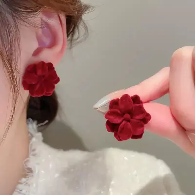 Red on sale floral earrings