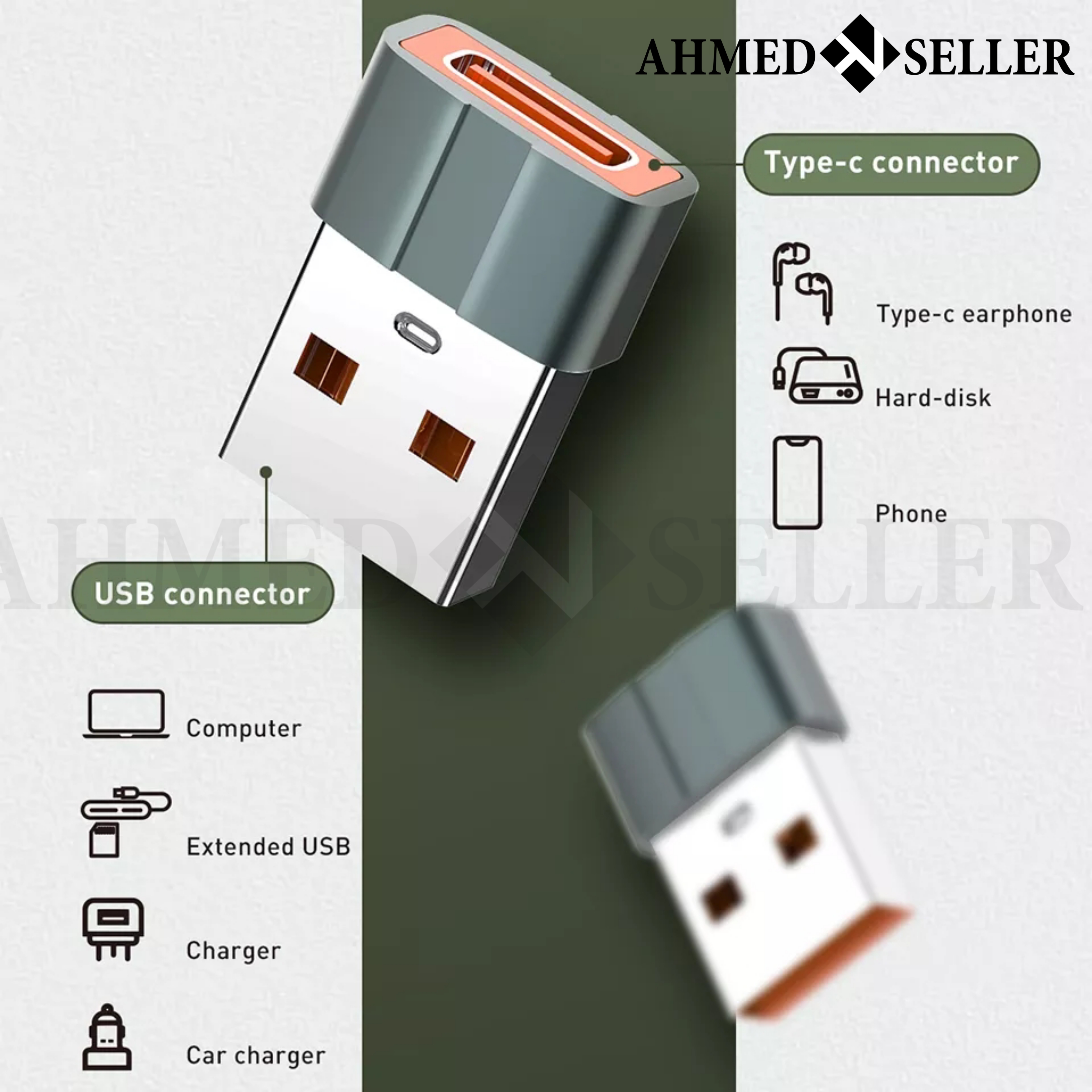 USB OTG Male to TypeC Female Adapter Fast Data and Charging Converter