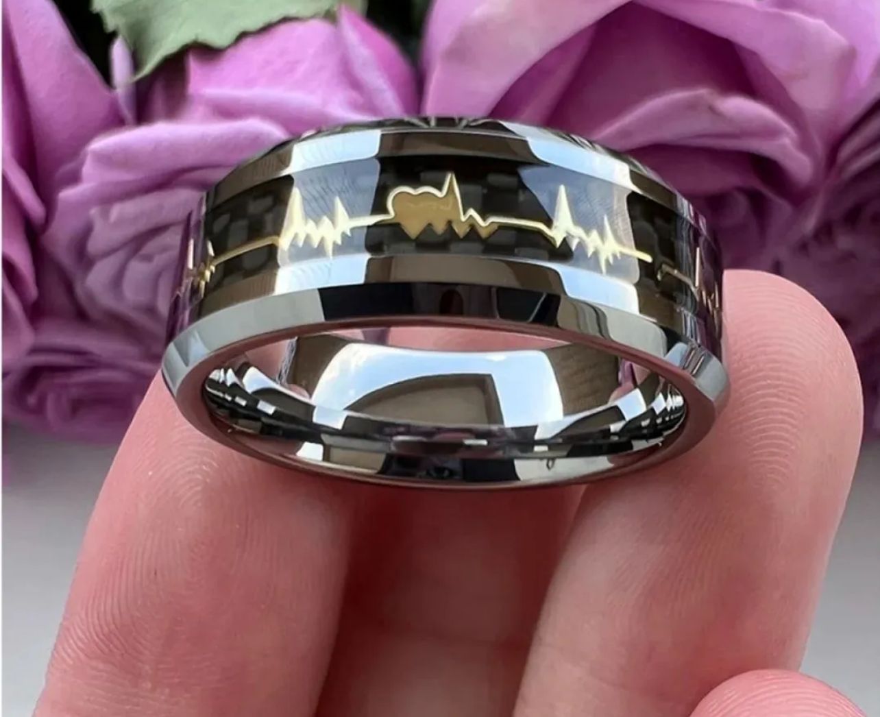 TOP TRENDING HEART BEAT LOGO TITANIUM STEEL RING FOR MEN OR WOMEN-TOP FASHION LUXURY HEART BEAT RING FOR BOYS AND GIRLS