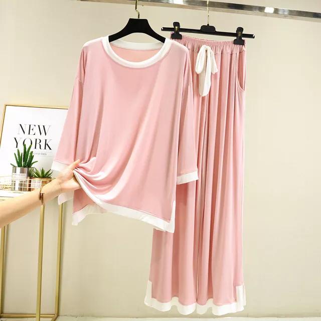 Pink Round neck Flapper style Night Suit For Women