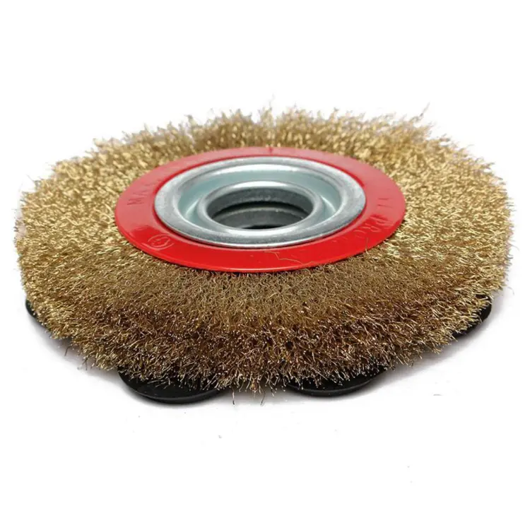 8 INCH ROUND BRASS WIRE BRUSH WHEEL FOR BENCH GRINDER | RUST/PAINT REMOVAL  