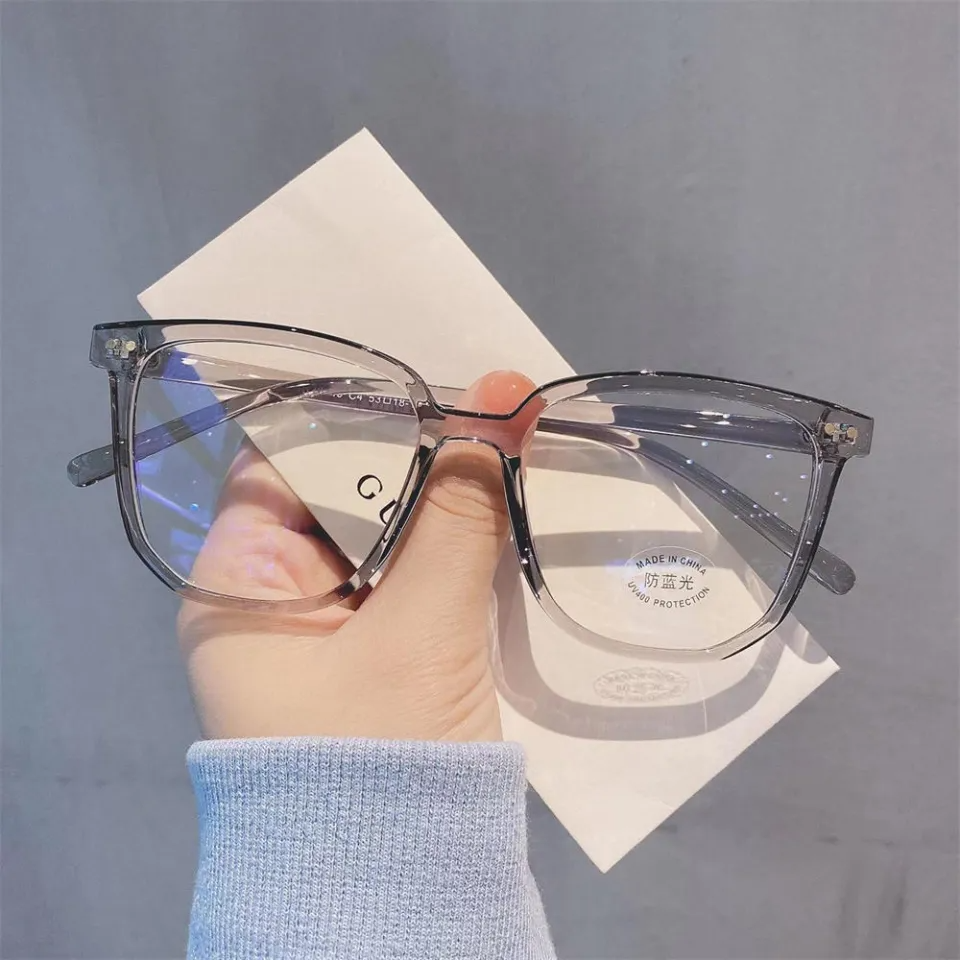 High-Grade Plastic Transparent Square Frame Glasses for Men - Clear Lens Anti-Blue Light Spectacles for Unisex Use