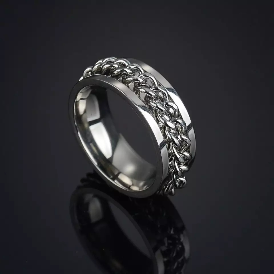 Hot Deal Set Of Spinner Ring & Cuban Link Chain For Men & Boys Jewellery Set Gift For Men