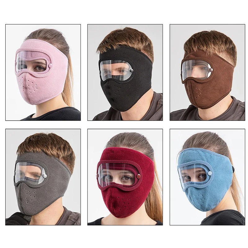 Adjustable Unisex Cycling Face Mask with Detachable Anti-Fog Goggles and Windproof Hood for Outdoor Sports
